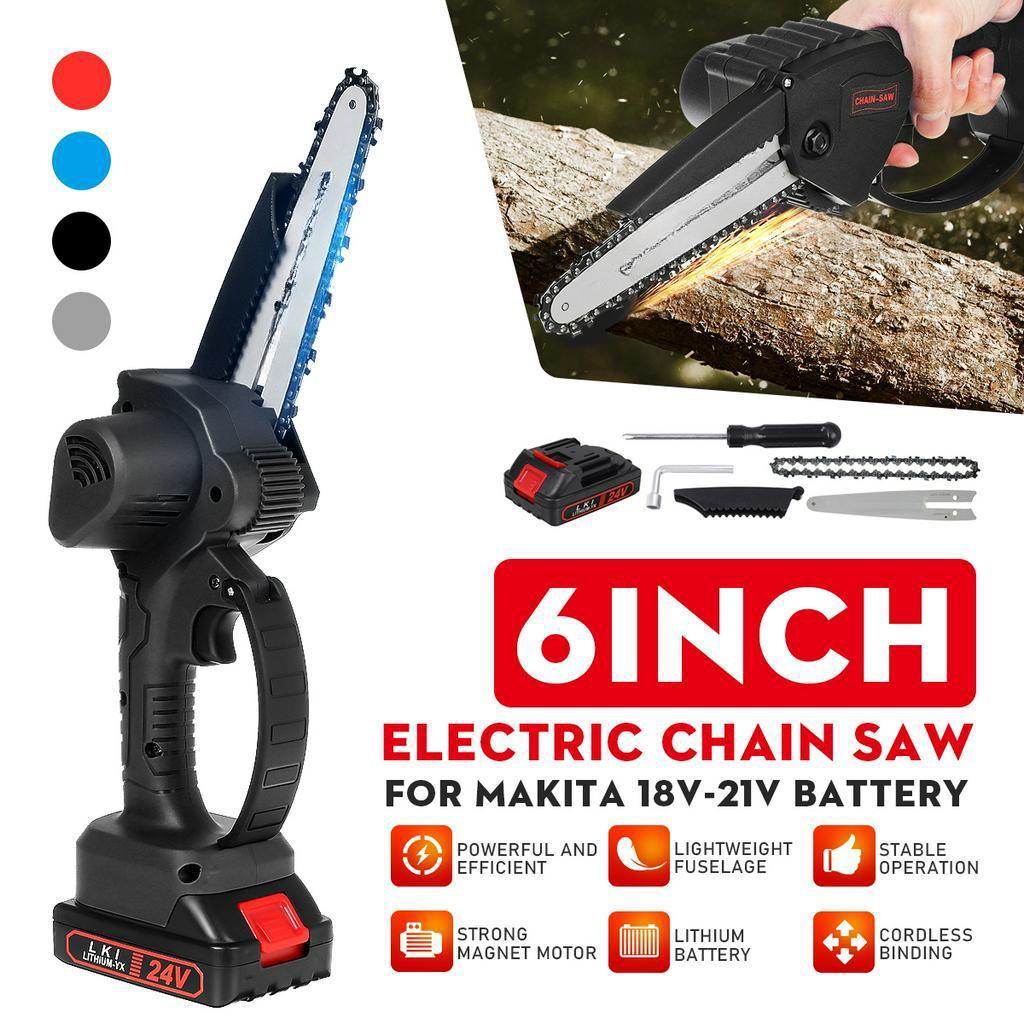 6-дюймовая электрическая цепная пила, пила для обрезки, 1200 Вт, аккумуляторная, садовая пила для валки деревьев, инструменты для резки дерева для аккумулятора Makita