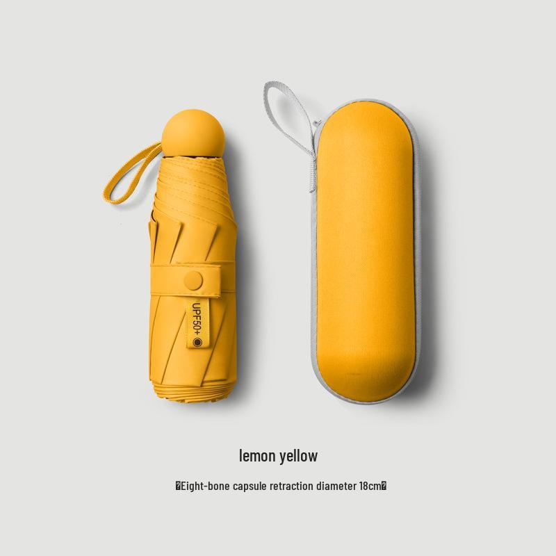 Compact Women's Five-Fold Sunshade Umbrella - Black Glue, UV Protection, for Sunny and Rainy Days, Customizable for Advertising