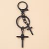 Cool Gothic Punk Black Cross Keychain Moon Star Key Ring Pendants for Women Handbag Decor DIY Handmade Jewelry Gifts