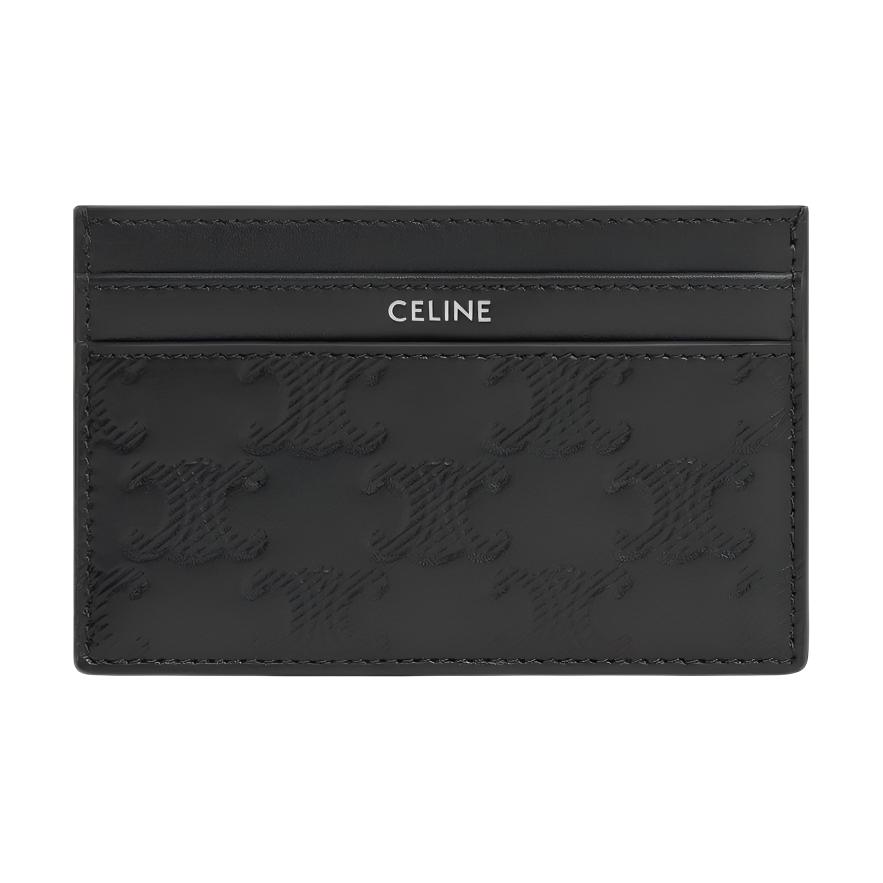Celine Triomphe Logo Print Design Leather Card Holder Men Accessories Black 10N763FQD-38SI