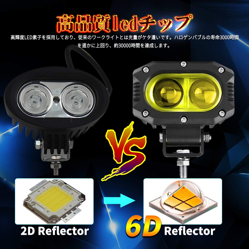 60W Yellow Narrow Angle LED Work Compatible with IP68 and Compatible with and Includes 2 Universal LED Work UNI-SHINE Lights, 3200K, 12V/24V,