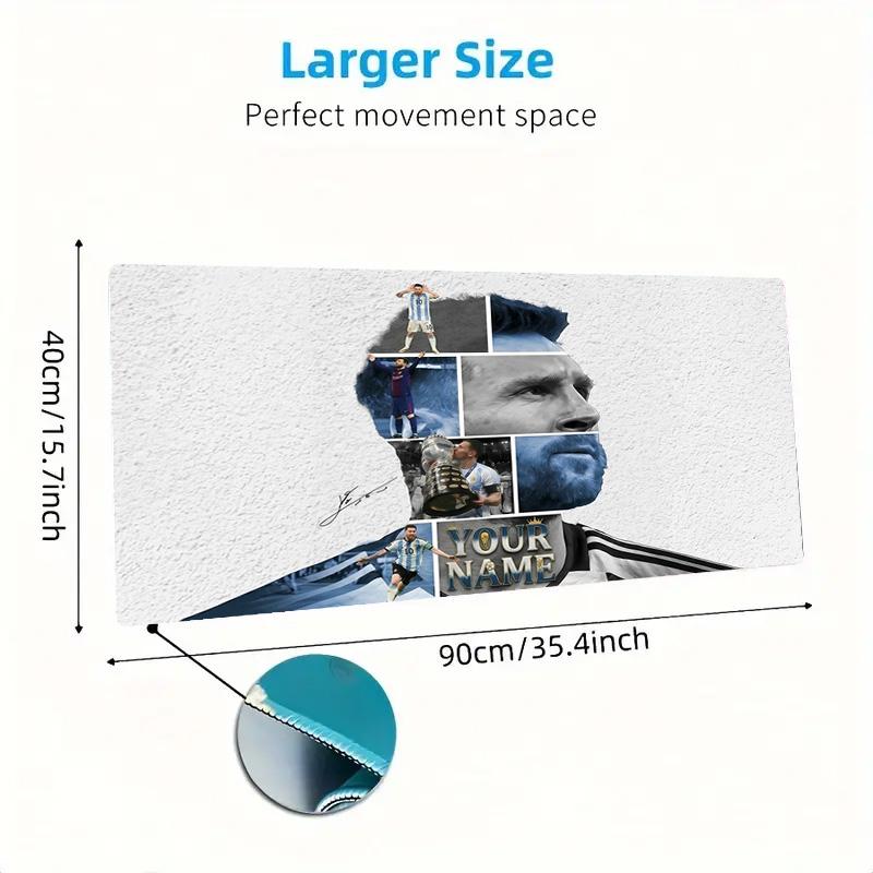 Messi Custom Name Large Size Mouse Pad Large Gaming Table Cushion Nonslip Laptop Tablet Big Mousepad Xxl Mat Mini Pc Playmat With Lock Edge Custom Nam