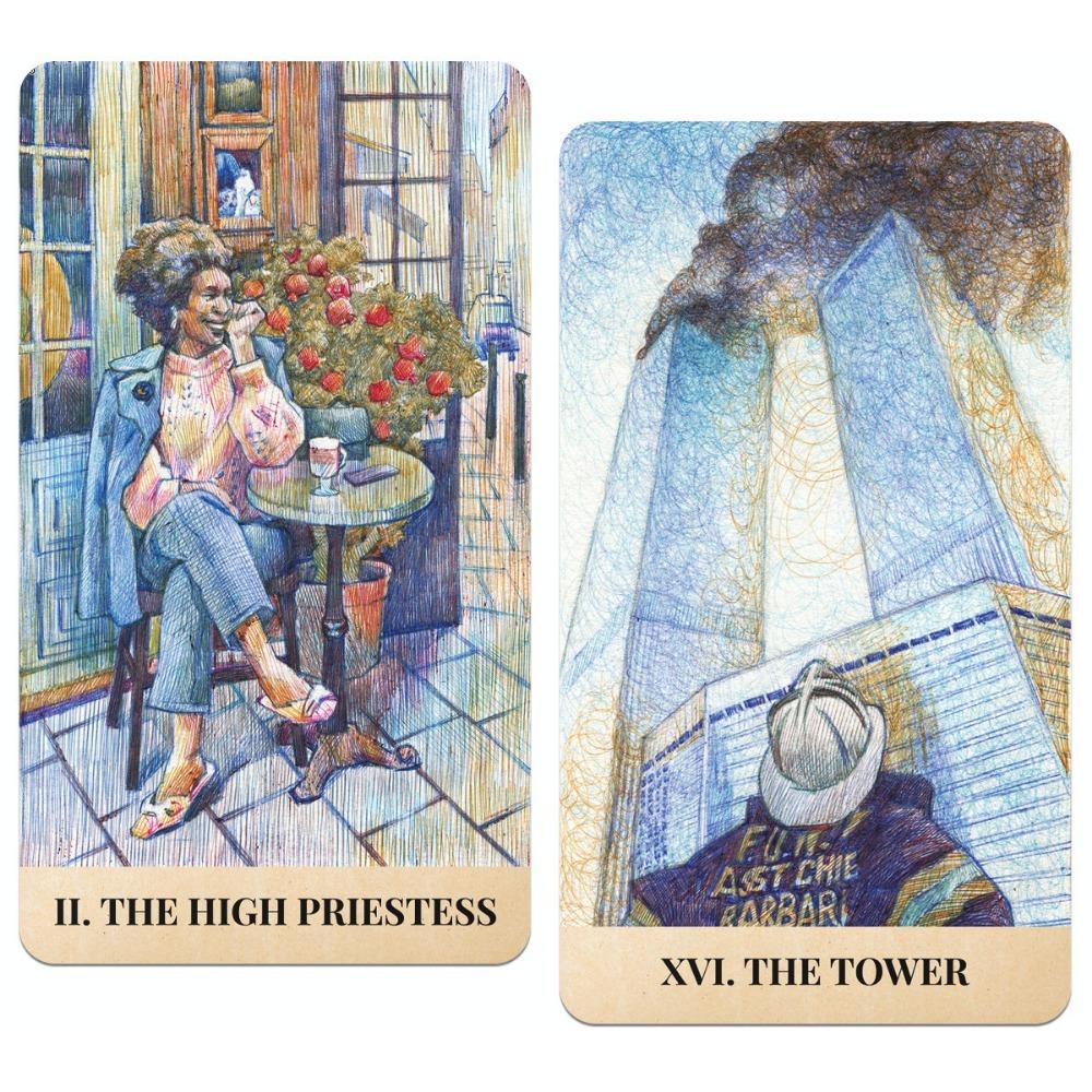 Городской лабиринт Таро, колода Таро 78 карт 12*7 см | Инди Таро, нарисованное ручкой о жизни в Нью-Йорке в начале 2000-х