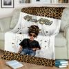 1PC Custom Name Leopard Fashion Artwork Outdooor Flannel Blankets Throw Blanket All-Season Throw Gift Bedspread for Couch, Bed, Camping Holiday Birthd