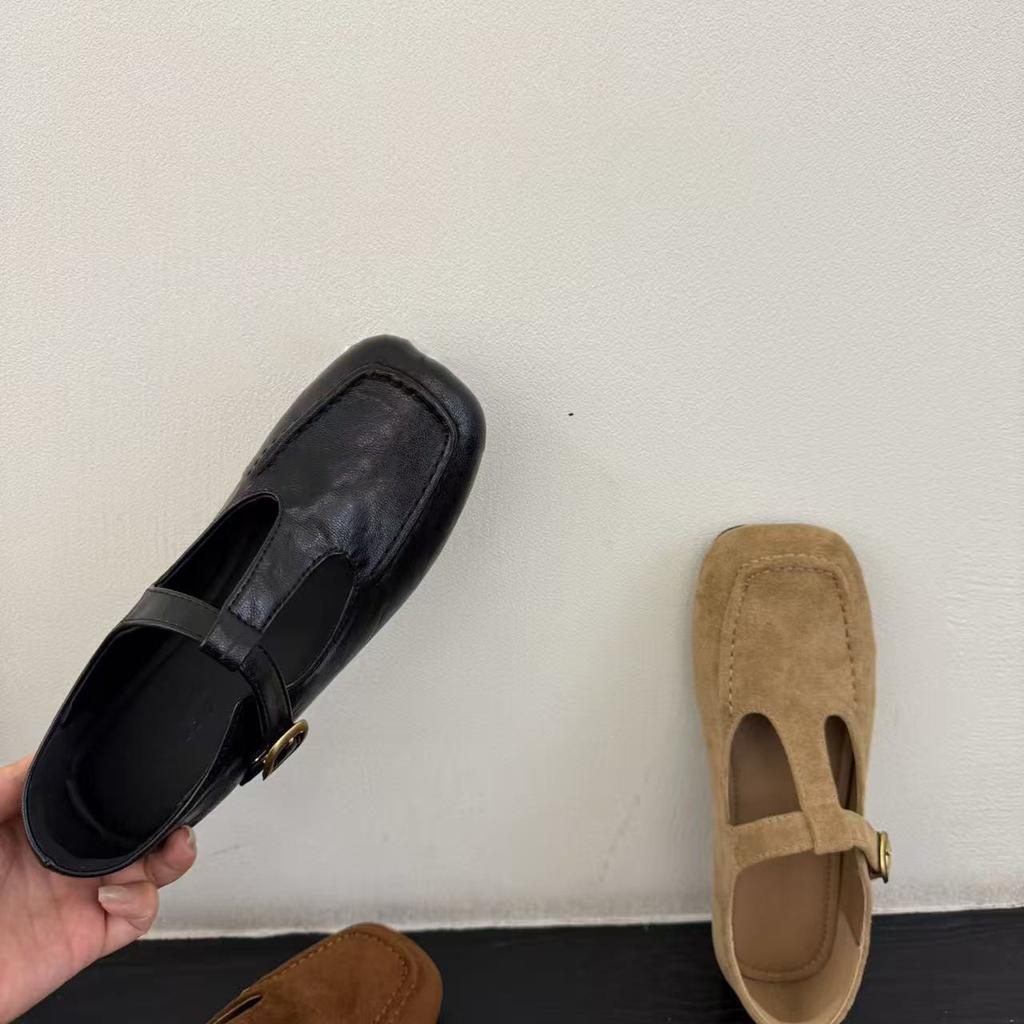 Retro Japanese Square Head Single Shoes Women's 2025 Spring and Autumn New Niche Hollow T-band Inner Height Increase Mary Jane Shoes