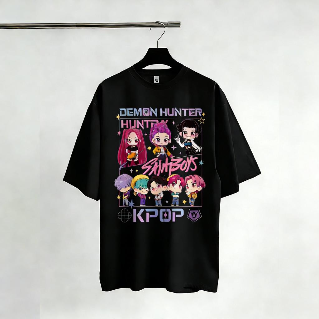 KPop Охотники на демонов Футболки Женские Мужские Ретро Кино Футболка Графическая Футболка Уличная Одежда Футболка с коротким рукавом Летние Повседневные Топы Мода 2026