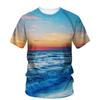 Новая тенденция, повседневная оригинальность, пляжные пейзажи, графические футболки для мужчин, летние футболки с короткими рукавами и круглым вырезом с принтом природы и пейзажа, топ