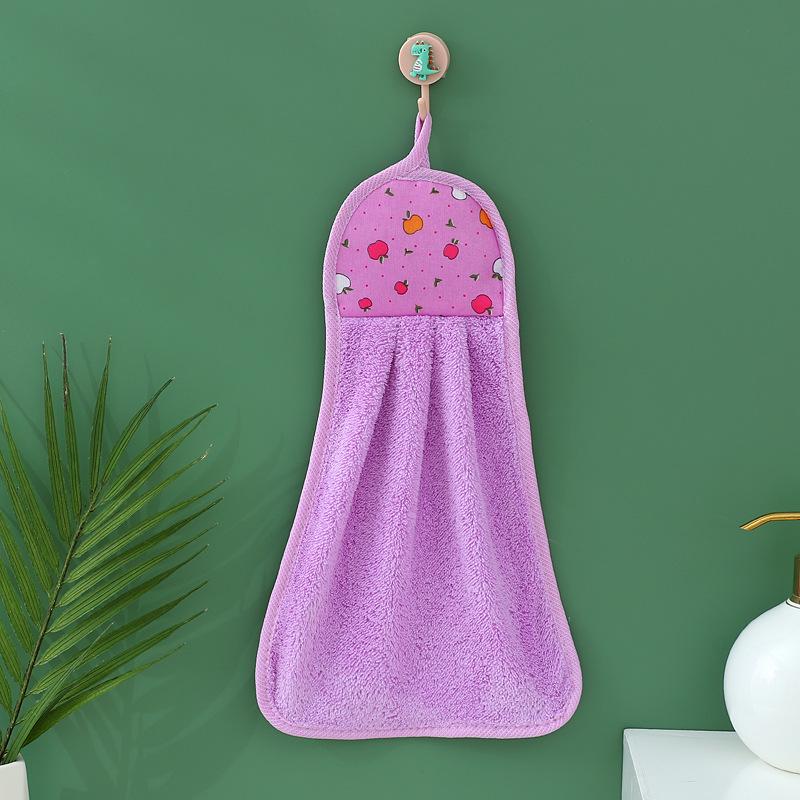Cartoon Coral Fleece Hanging Towels for Kitchen & Bathroom