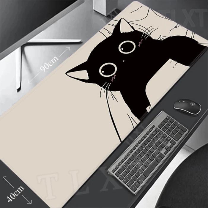 Cute Black Cat Silhouette Green Large Mouse Pad NonSlip AntiDirty Desk Mat Waterproof Keyboard Pad