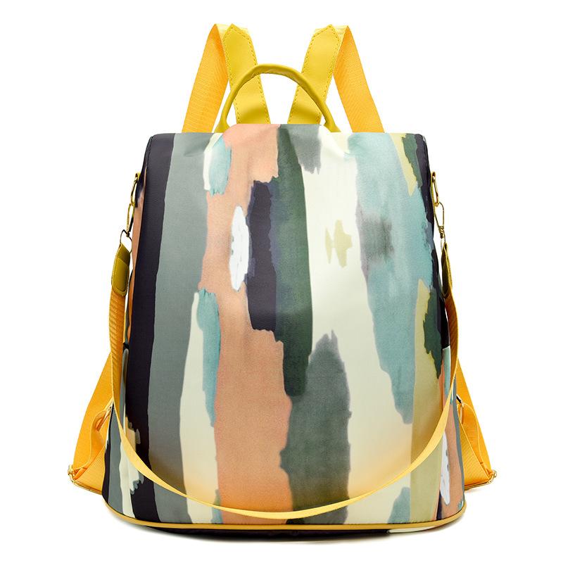 Anti-Theft Backpack Women's Multi-Use Shoulder Bag Colourful Print Travel Lightweight Oxford Women's Bag