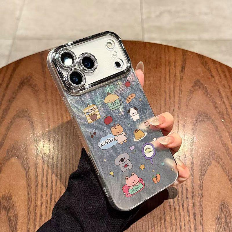 Чехол-ракушка из сетки с животными и стразами для Apple 17 Pro Max и 16 Pro