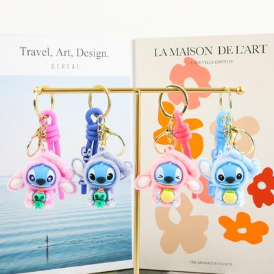 Новая креативная идея Милые flocking stitch брелок аксессуары ПВХ Мультяшный мини-кукла подвеска для сумки праздничный маленький подарок Аксессуары