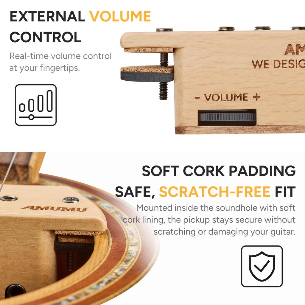 AMUMU SP60BCF Магнитный пассивный хамбакер для акустической гитары, устанавливаемый в резонаторное отверстие
