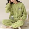 Cartoon Sweet Frog Rabbit Bear Pajamas Women's Autumn and Winter Coral Fleece Thick Loose Large Size Pullover + Pants Two-piece Suit
