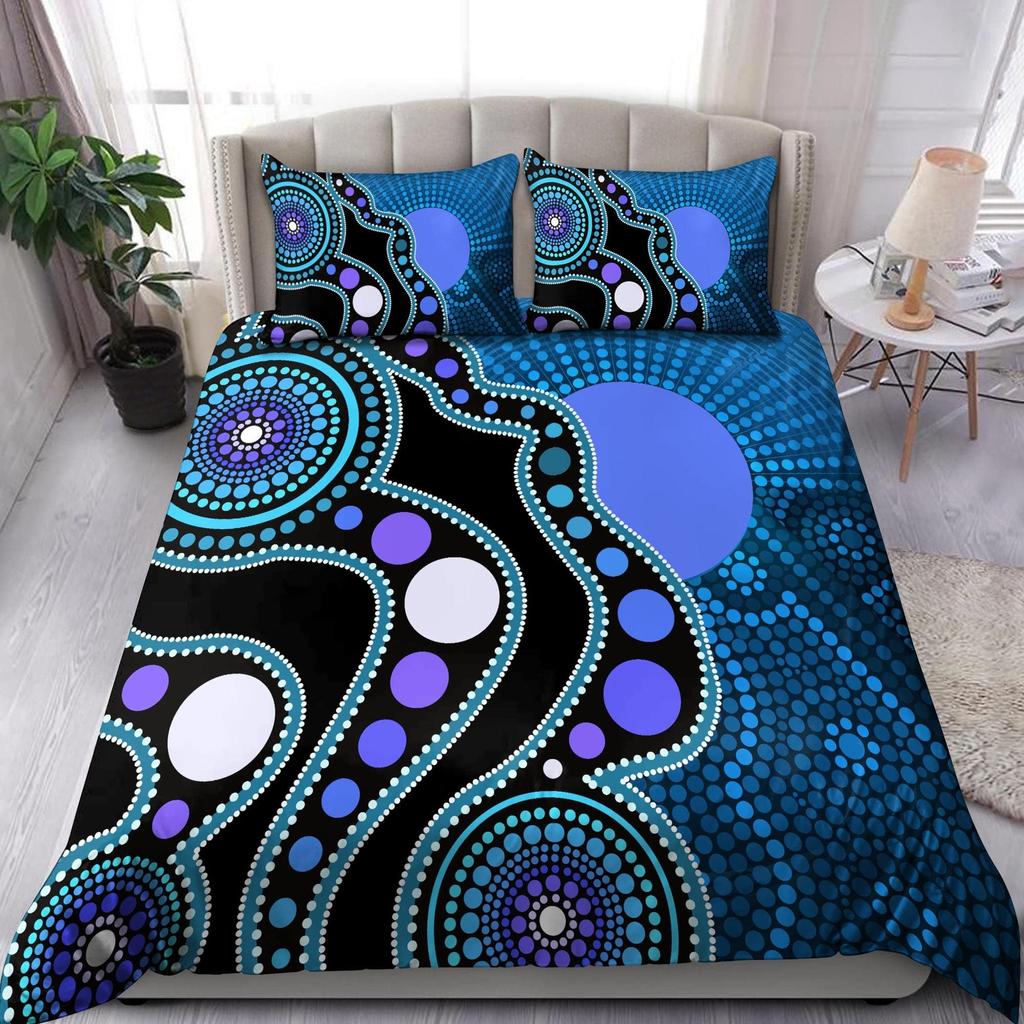 Purple Australian Original Bedding Collection Geometric Pattern Duvet Cover Microfiber Indigenous Style Comforter Cover Twin King Size