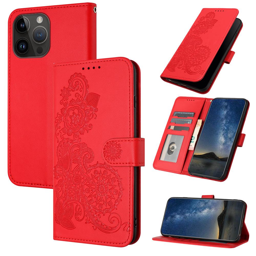 Подходит для Samsung S24 Цветок Мандалы A55 Однотонный Подсолнух Кожаный Чехол-книжка для Мобильного Телефона с Кармашками Защита от Падения A73