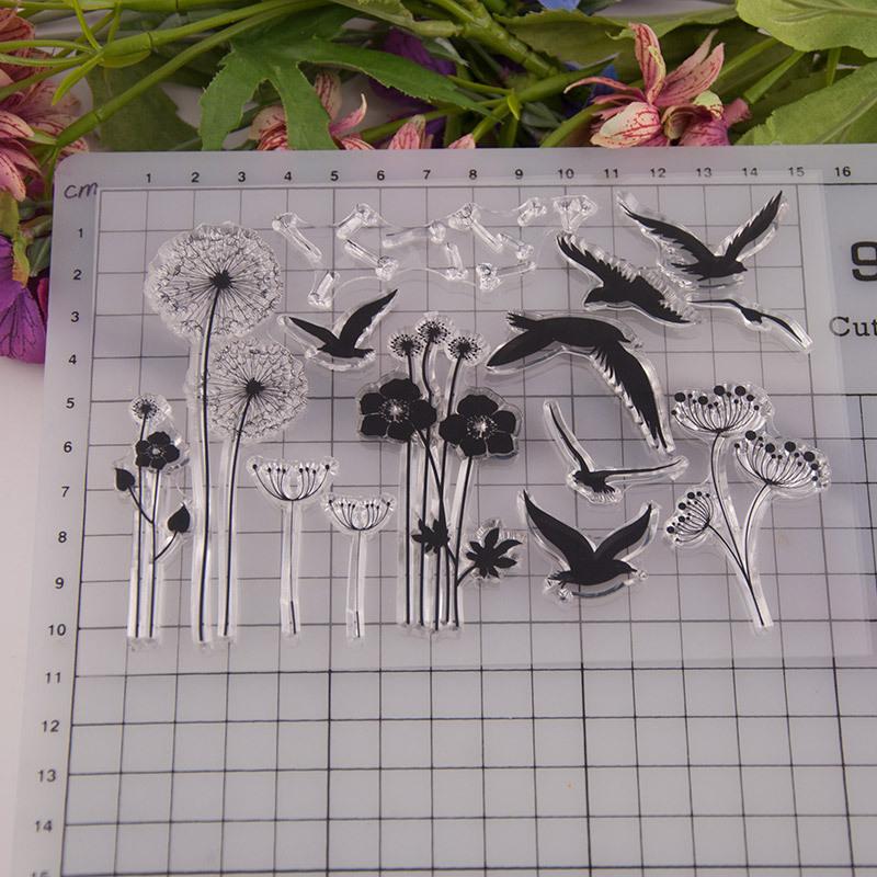 Прозрачные силиконовые прозрачные штампы с цветком одуванчика для DIY Скрапбукинг альбом бумажные карты декоративные листы дикий гусь птицы