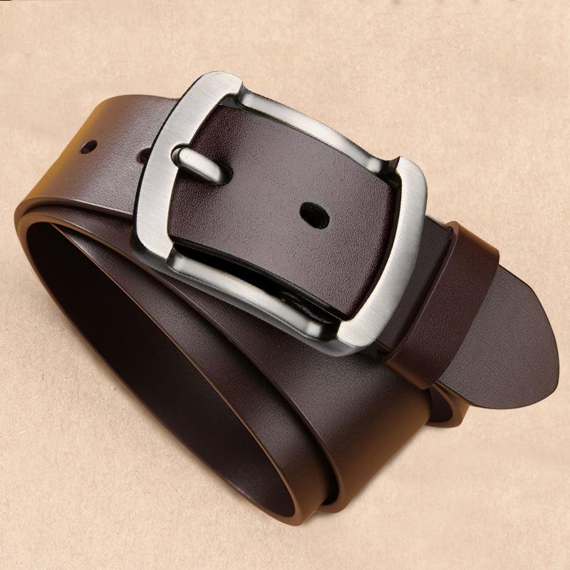 Men's Belt Trendy Retro Business Pin Buckle Cowhide Belt Versatile Young Middle Aged Jeans Belt Men