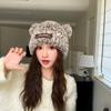Корейская версия женской милой новой осенне-зимней шапки с плюшевыми ушками в виде медведя, вязаная шапка, модная шерстяная шапка, теплая шапка для защиты ушей