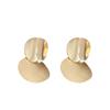 Silver needle metal round brushed stud earrings fashionable retro simple cold wind earrings light luxury high-end earrings