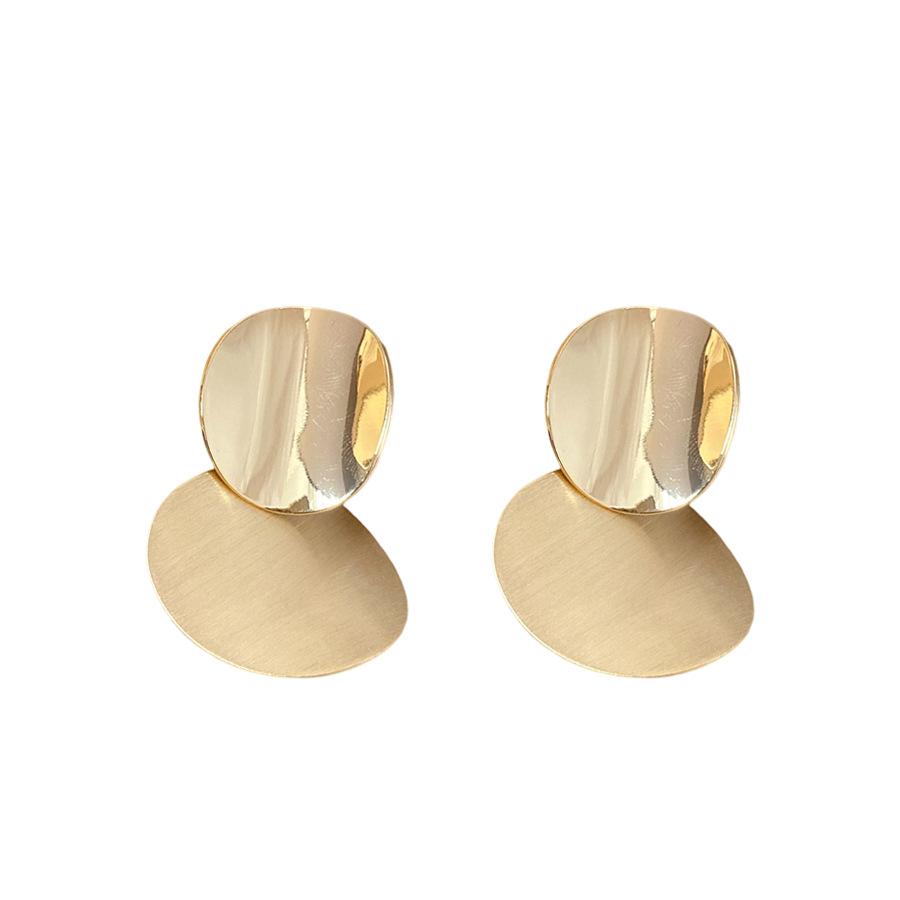 Silver needle metal round brushed stud earrings fashionable retro simple cold wind earrings light luxury high-end earrings