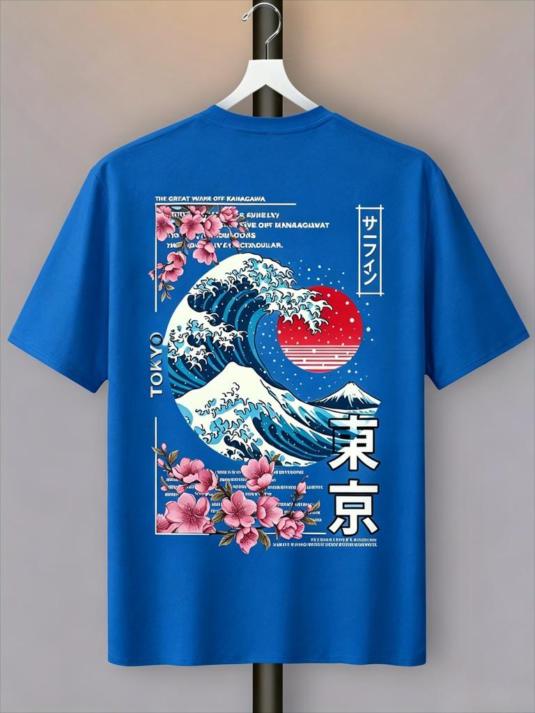 Ukiyoe Tokyos Asakusa Waves Sea Cherry Blossoms 3d Print Breatha Quickdry Unisexs Tshirt Casual Sports Parentchild Clothing