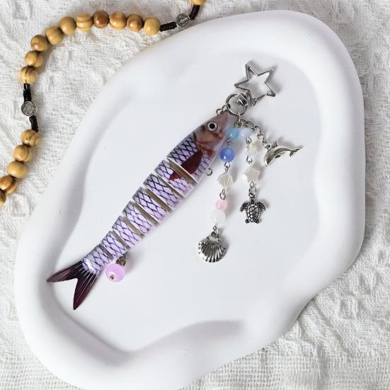 Рыболовная приманка Брелок Подвеска Бусины Ракушка Морская звезда Кисточка 8-секционный Брелок для ключей в виде рыбы