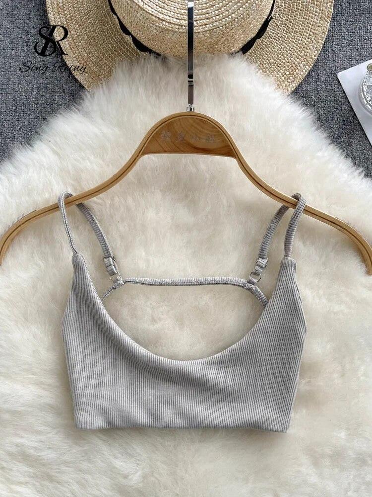 Летняя сексуальная майка с открытой спиной, женский тонкий пляжный топ на бретельках 2024, уличная одежда без рукавов, чувственная майка на бретелях в Корейском стиле