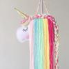 INS Unicorn Head Wall Decoration Rainbow Macrame Unicorn Children Hairclip Hair Storage with Wall-Mounted Home Decor Dropship