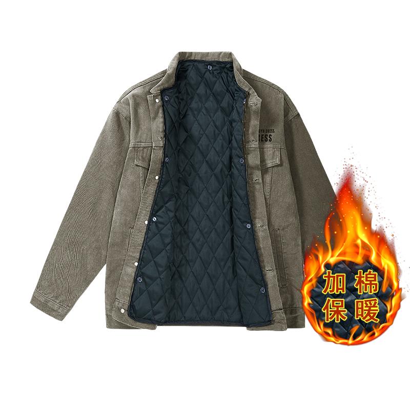 Зимняя модная брендовая мужская джинсовая куртка из плотной ткани свободного покроя, большого размера, повседневная хлопковая утолщенная куртка для инструментов