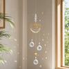 Хрустальный Ловец Солнца Suncatcher с Луной, Бабочкой и Мотыльком, Призматический Ловец Солнца для Украшения Окон, Создатель Радуги для Потолочного Сада