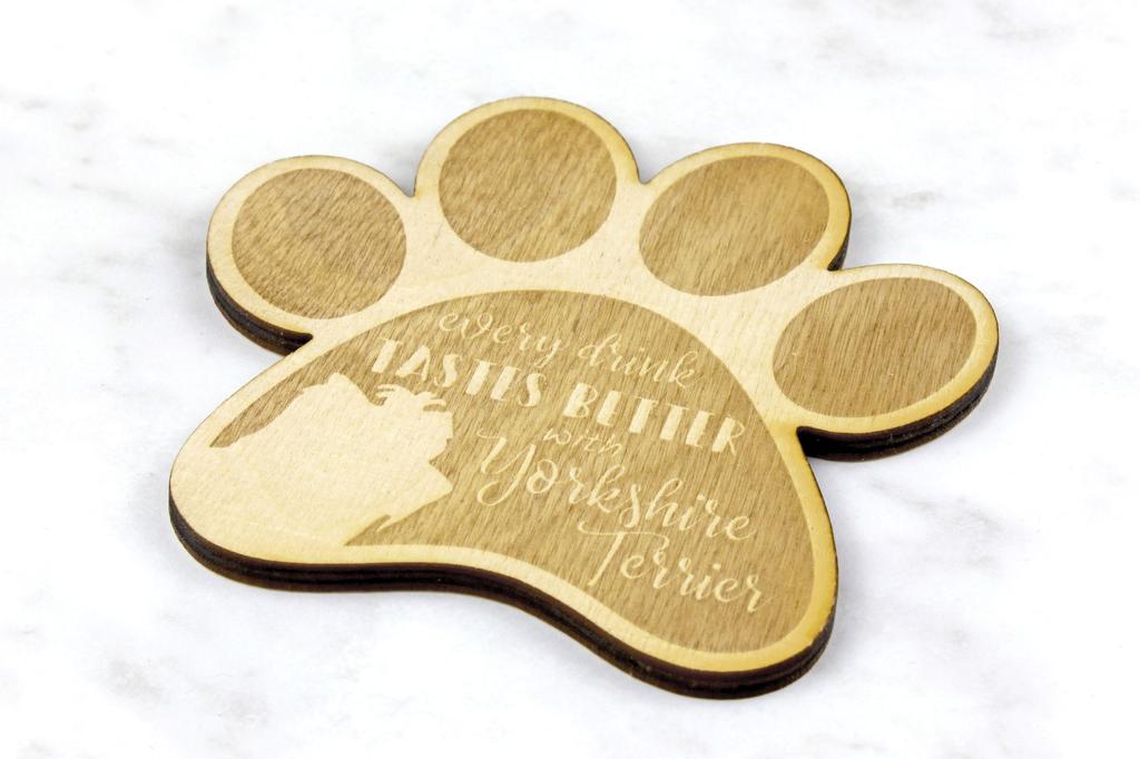 Yorkshire Terrier, Yorkie - Mug coaster, engraved coaster with dog, gift for dog lover by Art-Dog brand