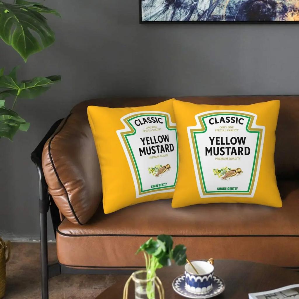 Mustard Mayo Ketchup 2 Pcs Square Pillowcase Pillow Cover Cushion Zip Decorative Comfort Throw Pillow For Home Car