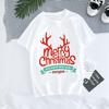 cotton   Christmas Cartoon Rudolph Reindeer Breaking Paper Print T Shirt Women Holiday Casual Short Sleeve Top
