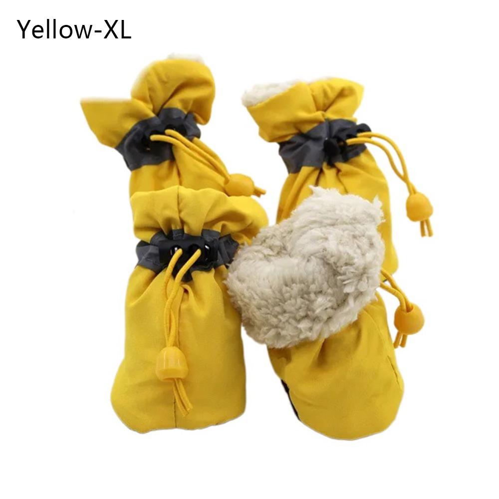 4pcs With Velvet Thick Puppy Socks Anti-slip Footwear Pet Shoes Rain Snow Boots Warm Dog Shoes
