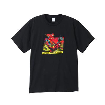 Футболка Small Planet Marvel 50 Design L, размер 25, дымчато-черная, с изображением Человека-паука, Сорвиголовы, Черной пантеры и летающего человека