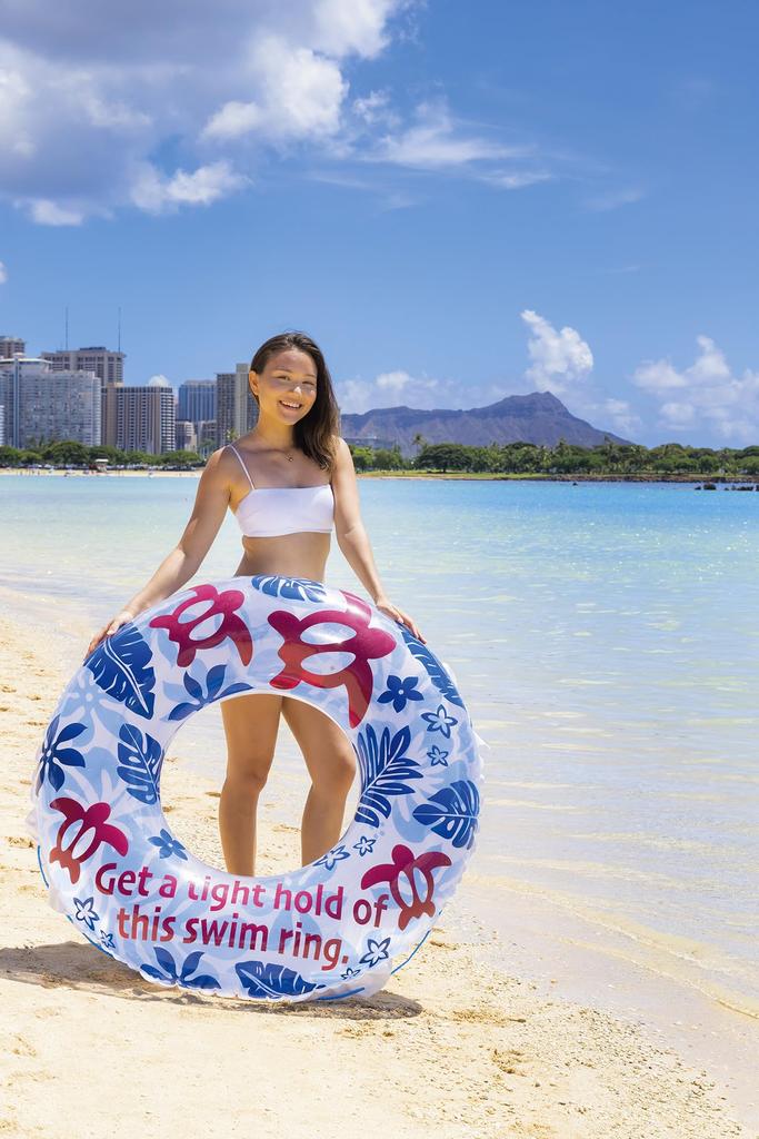 Igarashi 120cm Inflatable Ring North Shore Inflatable Ring with Rope and Quick Buoyancy New Valve Design RLE-120L [Easy Plug]