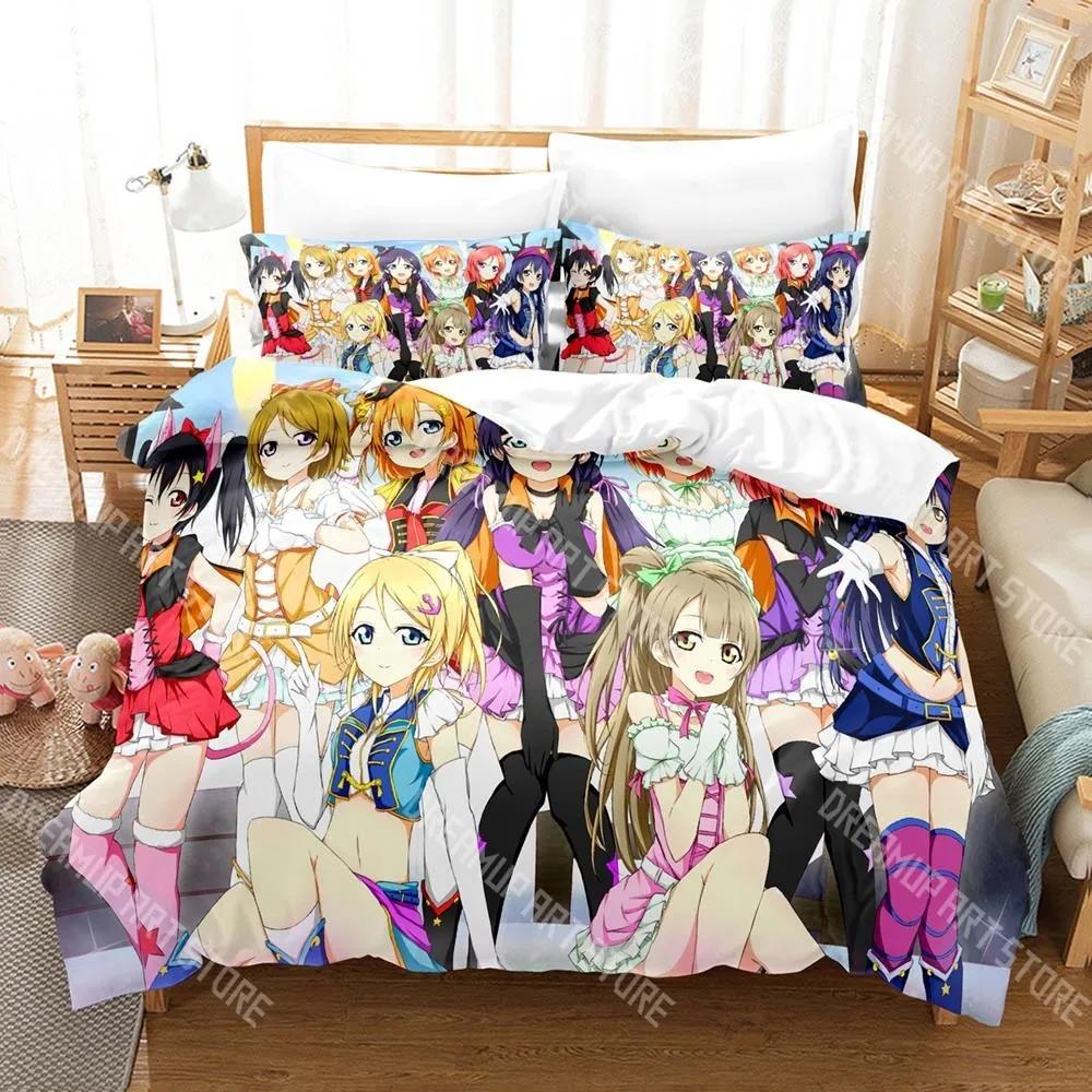 3D-печать Аниме Love Live! Комплект постельного белья Мультяшный Аниме трехпредметный комплект Взрослый Детский Спальня Комплекты Пододеяльников