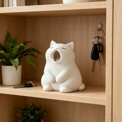 Фигурка зевающего кота, 3D-печать, милая маленькая статуэтка кошки, коллекционный питомец-украшение для дома, офиса, рабочего стола, подарок для любителей кошек