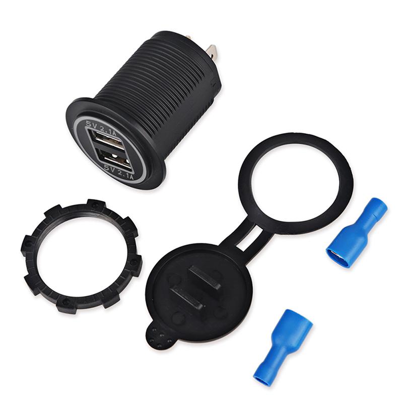 12V-24V 3.1A Dual USB Car Charger Socket with Cover Waterproof Power Adapter Socket Outlet for Vehicle Boat Truck Motorcycle Adapters 2