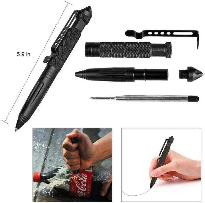 Multifunctional Tactical Pen High Quality Steel Anti Skid Gel Pen Portable Self Defense Pen Aluminum Glass Breaker Survival Tool