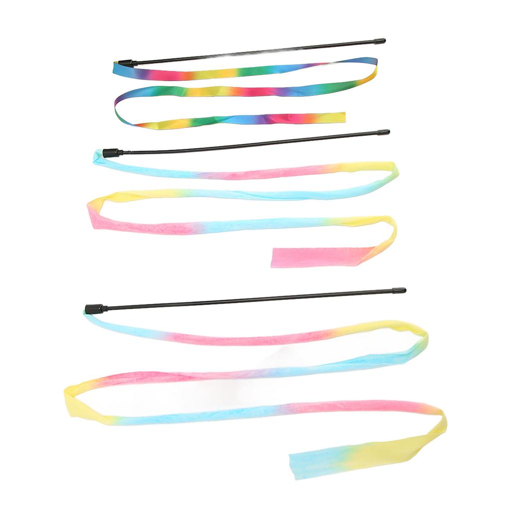 Ленточная кошачья палочка Разноцветная игрушка для снятия скуки Смешная интерактивная игрушка-палочка с лентой для котят 3 шт.