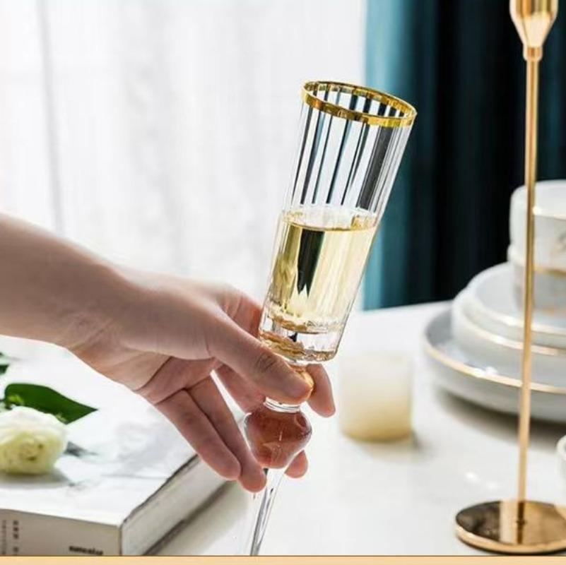 Creative Crystal Glass Red Wine Glass Vintage Sparkling Red Wine Glass Gold Edged Champagne Whiskey Cup Household Bar Drinkware
