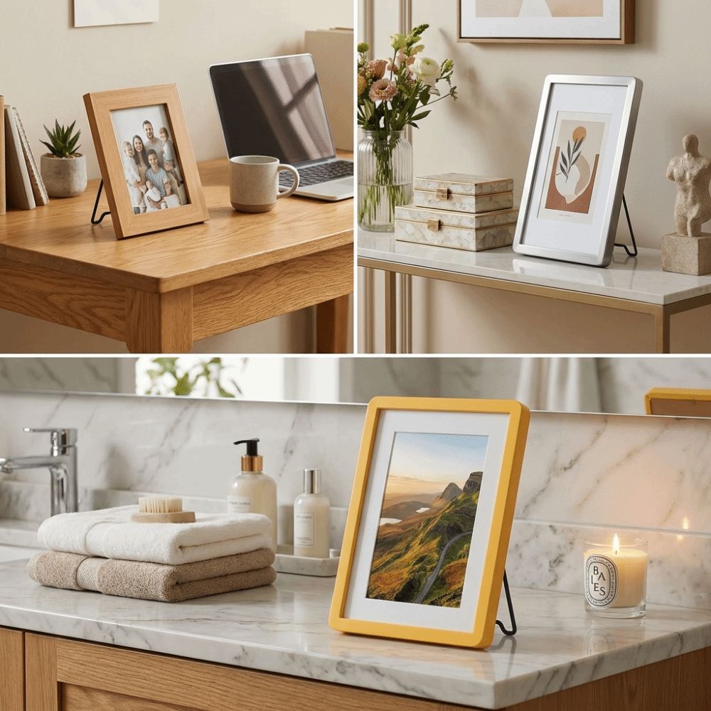 Adjustable Photo Frame Stand Stainless Steel Picture Display Holder Frame Easel Banquet Decor