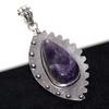 Exclusive Chevron Amethyst 925 Silver Plated Pendant 2.7" Craft Jewelry Z8V00