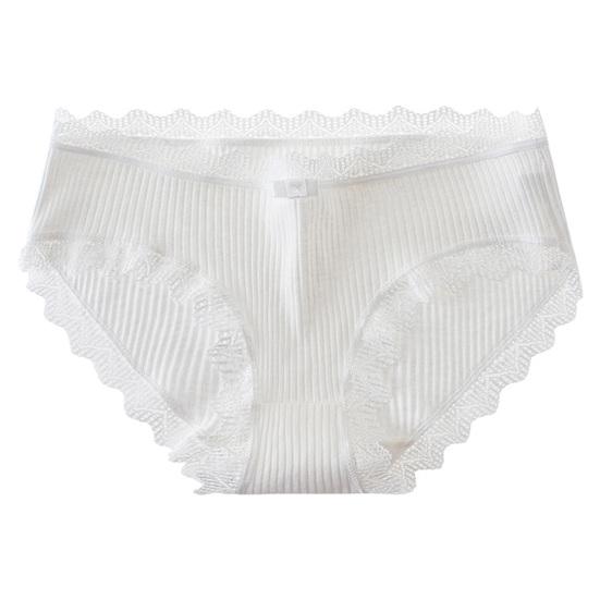 Mid-rise Briefs Thin Breathable Lace Decor Panties for Inner Wear