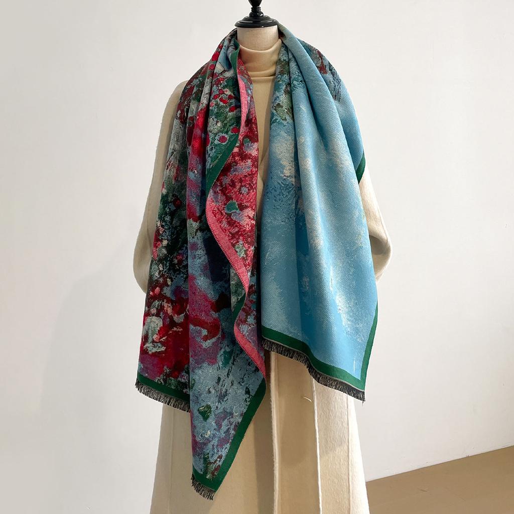 Ladies Latest Style Winter Two-Sided Jacquard Imitation Cashmere Scarves Top Quality Thick Wrap Shawl Womens Faux Cashmere Scarf