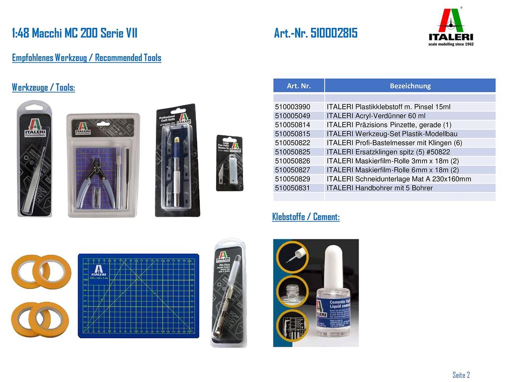 Italeri Match MC200 Saetta Serie VII 2815 Пластиковая модель самолета 148