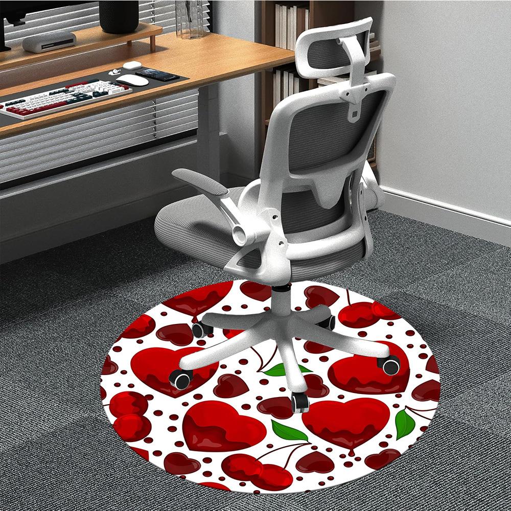 1pc Cherries Hearts Office Round Rug, Non-slip, Soft and Durable Office Rug for Interior Decoration, Perfect for Office,Decoration yy260204035