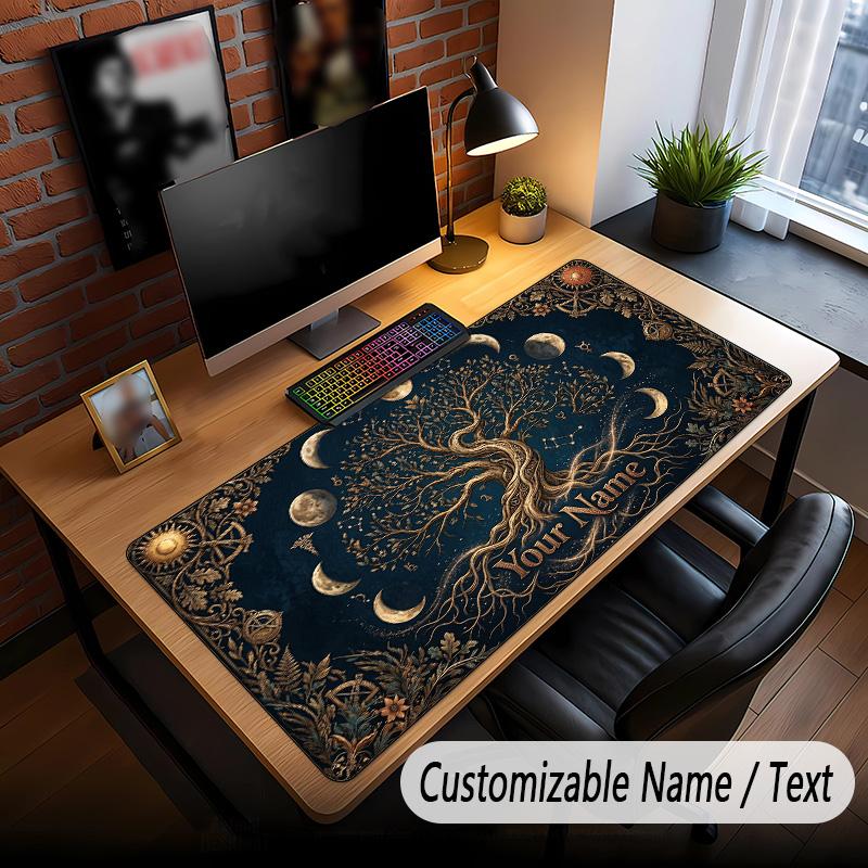 Tree of Life Theme Custom Mouse Pad Personalized With Name Text Customized Desk Mat For Office Home Decor